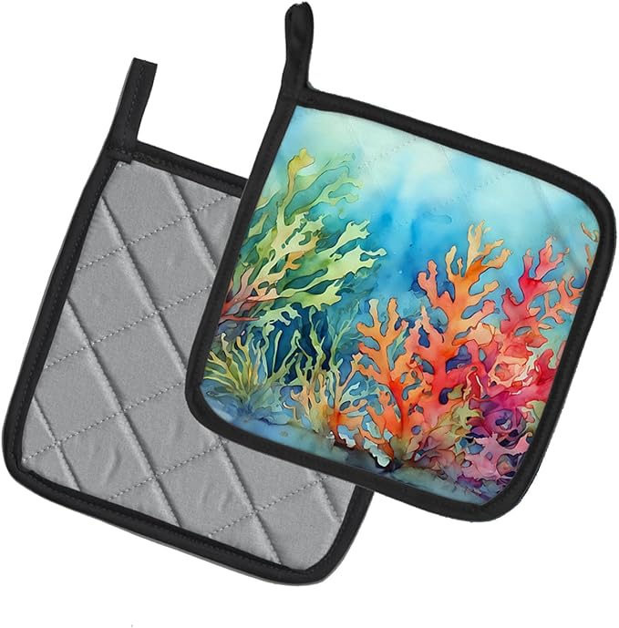 Caroline's Treasures Seaweed Pair of Pot Holders Kitchen Heat Resistant Pot Holders Sets Oven Hot Pads for Cooking Baking BBQ, 7 1/2 x 7 1/2