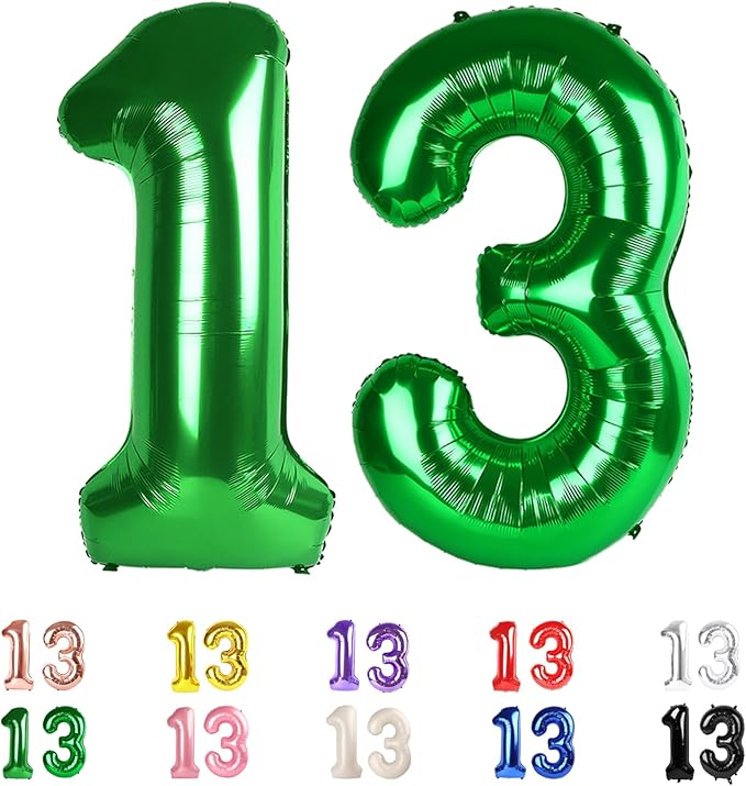 13 Balloons Number, 31 Balloons, 13th Dark Green Party Decorations 40 In Big 31st for Women Men Engagement, Wedding, Celebration Party, Graduations, Photo Shoot
