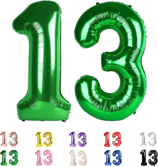 13 Balloons Number, 31 Balloons, 13th Dark Green Party Decorations 40 In Big 31st for Women Men Engagement, Wedding, Celebration Party, Graduations, Photo Shoot
