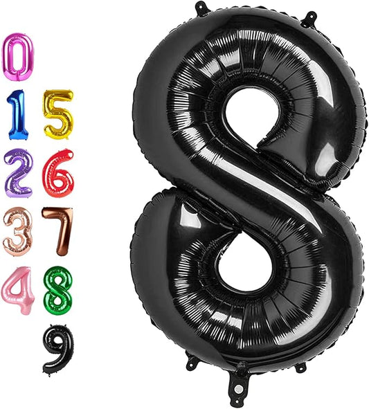 Numbers 8 Balloon 40 Inch, Black Birthday Decorations For Women Men, Number Balloons for 8, 18, 28 Wedding, Anniversaries, Celebration, Graduation
