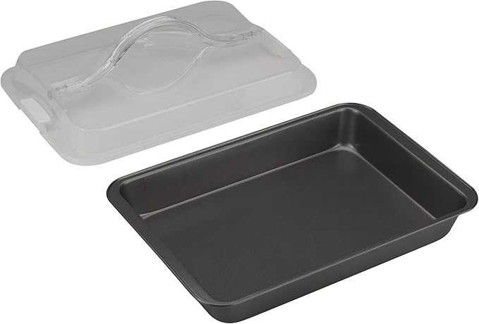 GoodCook Everyday Nonstick Steel Bake-N-Take Oblong Pan, 9 x 13 Inch with Lid, Gray