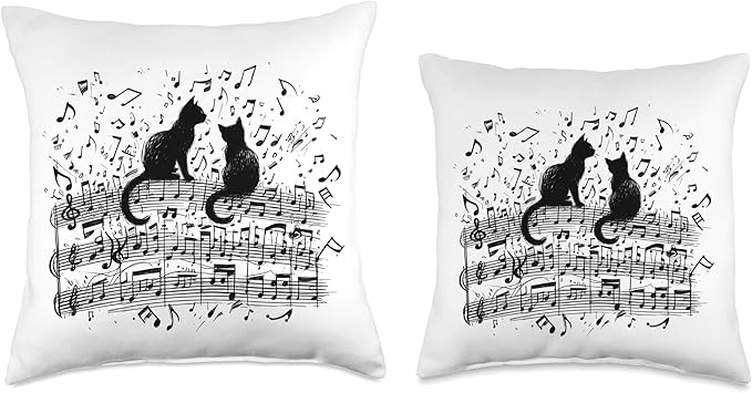Cat Sheet Music Cute Animals Classic Musician Player Funny Throw Pillow