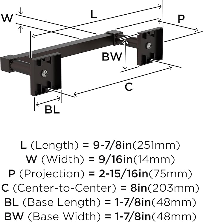 Amerock Appoint Oil-Rubbed Bronze 8 inch (203mm) Towel Bar, BH36075ORB