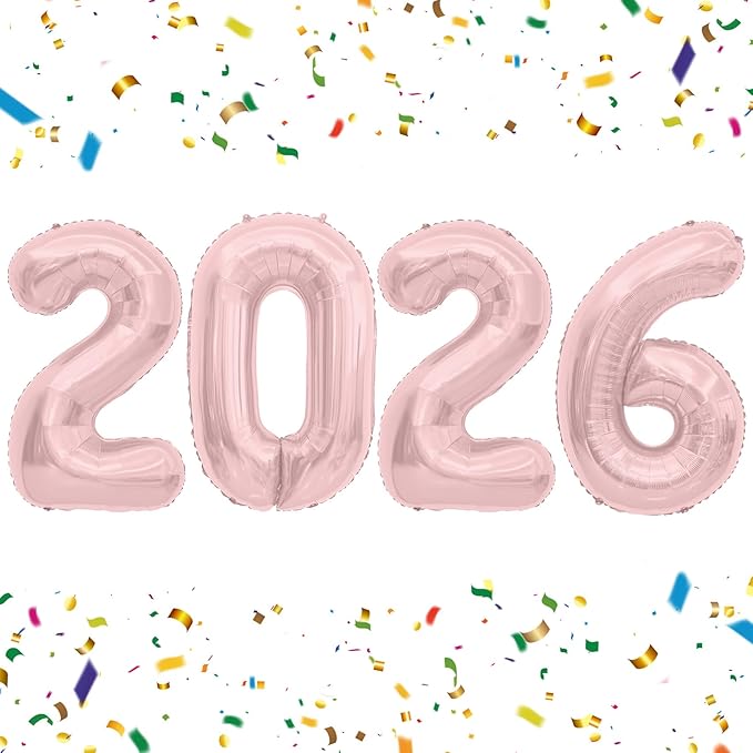 2026 Balloons, 2026 Foil Number Balloons, 40 inch 2026 Balloons New Year, Large Rose Gold 2026 Mylar Balloons for 2026 New Years Eve Party Supplies Festival Birthday Anniversary Graduation Decorations