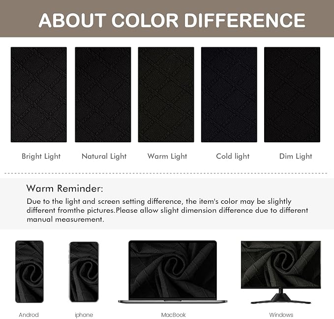 Genina Waterproof Seat Covers for Chairs,Set of 6 Dining Room Chair Seat Covers for Kitchen,Stretch Jacquard Removable Washable Dining Chair Slipcovers Protectors,No Rear Covers, Black