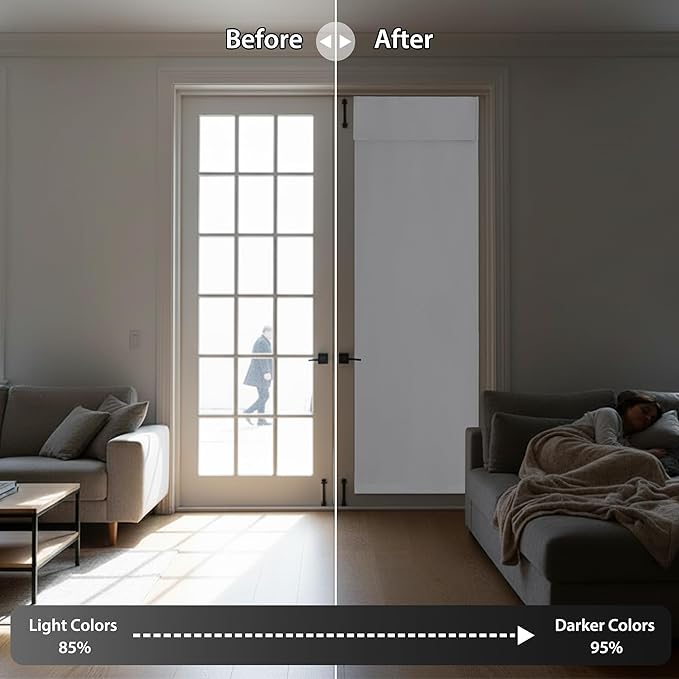 RYB HOME Door Window Curtain - Privacy Thermal Insulated Front/Tricia/Patio French Door Window Curtains Sidelight Curtain Tie up Shade, W34 x L40 inch, 1 Panel, Pure White