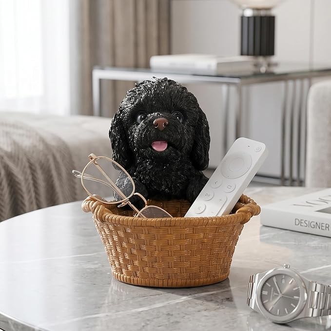 Poodle Candy Bowl for Office Desk - Decorative White Frenchie Storage Basket for Keys and Entryway Table - Unique Dog Lover Gift, Small Animal Decorative Bowl for Home Decor