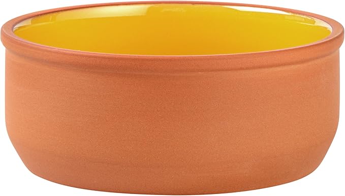 Restaurantware-Terra Tek 27.2 Ounce Terracotta Cazuelas, 2 Yellow Glazed Clay Pots For Cooking - Oven-Ready, Microwavable, Terracotta Serving Pots, Dishwashable, For Cooking And Serving