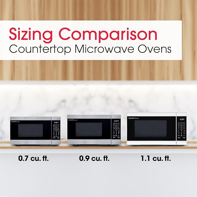 SHARP Countertop Microwave Oven with Removable 12.4" Carousel Turntable, 1000 Watt, 1.1 Cubic Feet, White