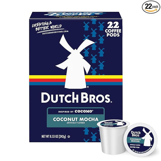 Dutch Bros Coconut Mocha Flavored Coffee inspired by Cocomo®, 22 Count, Medium Roast, Single Serve Coffee Pods for Keurig K-Cup Brewers