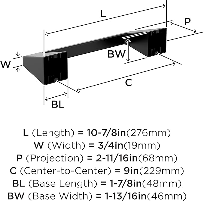Amerock Blackrock Matte Black 9 inch (229mm) Towel Bar, BH36005MB