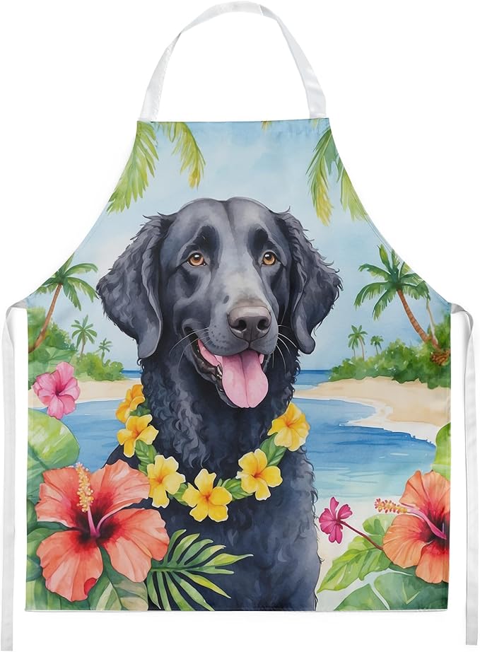 Caroline's Treasures Curly-Coated Retriever Luau Apron Cooking Kitchen Server Baking Crafts Gardening for Adult Women Men, Unisex, Large, Multicolor