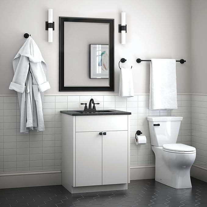 Franklin Brass Voisin (1-Pack) Toilet Paper Holder, Euro Single Post Tissue Roll Wall Mount TP Storage, Matte Black Bathroom Decor, Accessories VOI50-MB