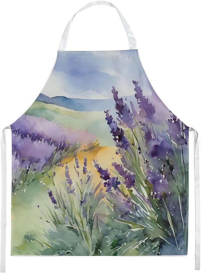 Caroline's Treasures Lavender in Watercolor Apron Cooking Kitchen Server Baking Crafts Gardening for Adult Women Men, Unisex, Large, Multicolor