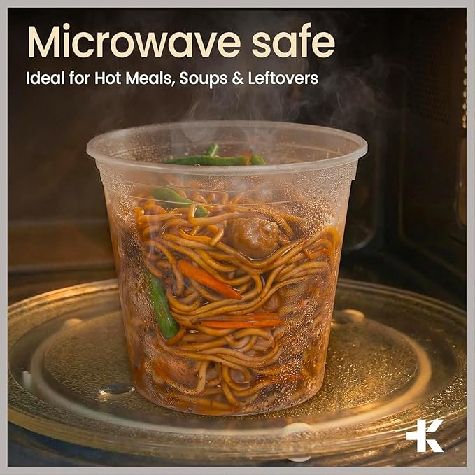 Plastic Deli Containers with Lids 16 oz (Pack of 25) – Leak-Proof, BPA-Free Food Storage Containers for Soup, Slime & Meal Prep, Stackable, Microwave, Dishwasher Safe, Reusable Clear Plastic
