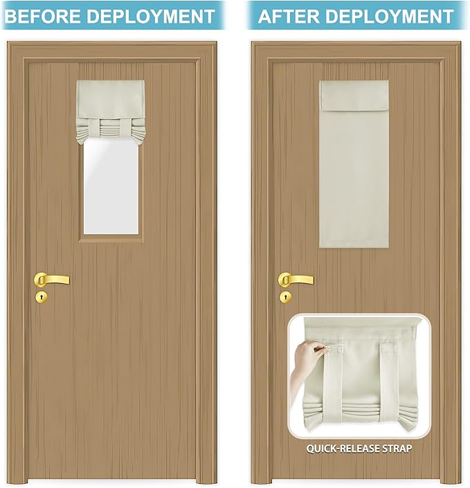RYB HOME Door Curtains for Small Windows, Full Privacy Protect Room Darkening Sides Drapes for Classroom Door Window Kitchen, 1 Panel, Light Beige W12 x L30