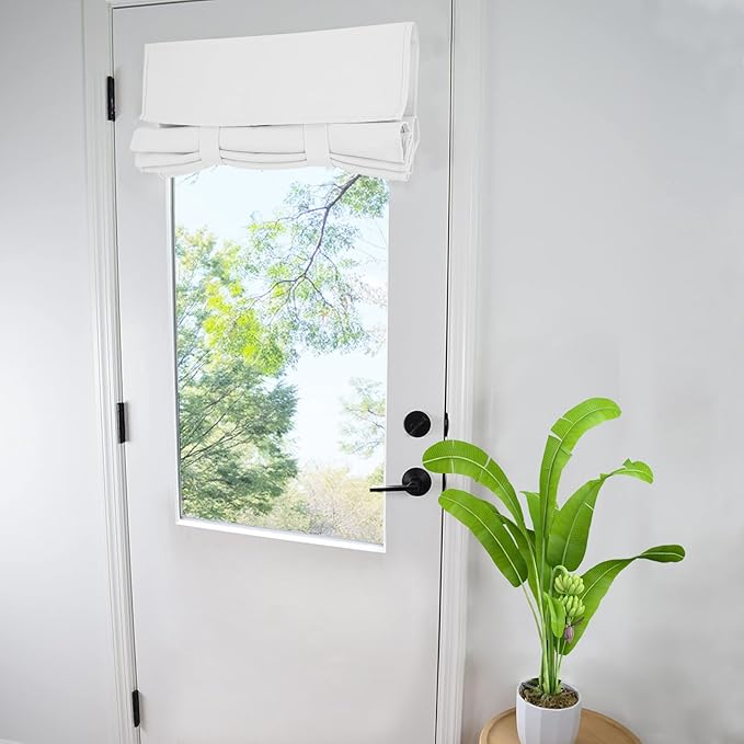 WdFour Small French Door Curtains with Silky Feel Thermal Insulated Noise Reducing Blackout Curtains for Glass Door Office (30W x 40L, 1 Panel, Bleach White)