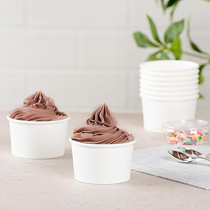 Restaurantware White 3 Count To Go Cup Disposable 3 x 3 x 1.8 Inches Paper Mini Cup Grease-Resistant Cup Recyclable Durable Design