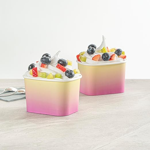 Coppetta 12 Ounce Dessert Cups, 200 Greaseproof Ice Cream Cups - Lids Sold Separately, For Hot And Cold Foods, Orange And Blue Ombre Paper Yogurt Bowls, Disposable, Sturdy - Restaurantware