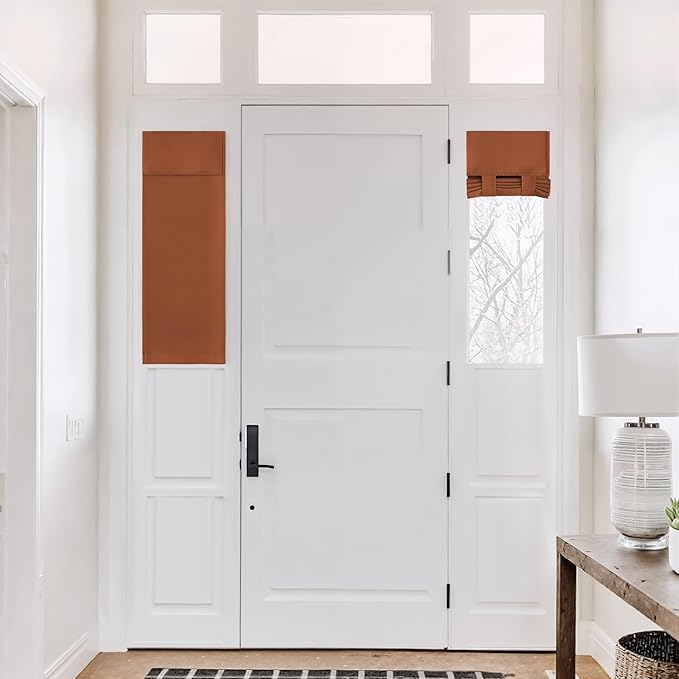 NICETOWN Blackout French Door Curtains, Privacy Thermal Insulated Tie Up Glass Shades, Easy to Install Tricia Window Shade, Small Front Door Curtain, W12 x L40 inch, Burnt Orange, 1 Panel