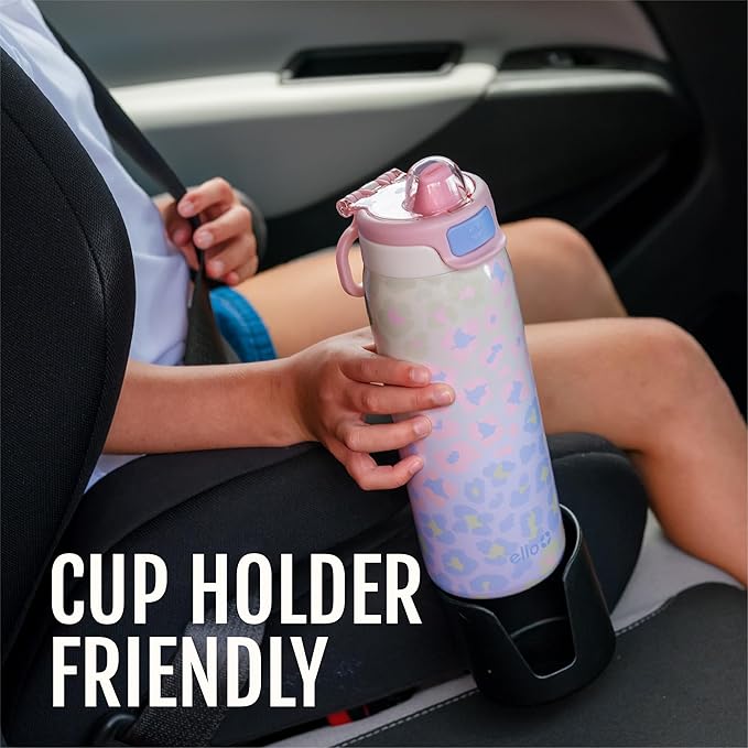 Ello Kids Pop & Fill 18oz Toddler Water Bottle with Quick Fill Lid, Double-Wall Vacuum Insulated Stainless Steel, Leak Proof, BPA Free, Sip & Chug, For School, Lunchboxes, Preppy Cherries