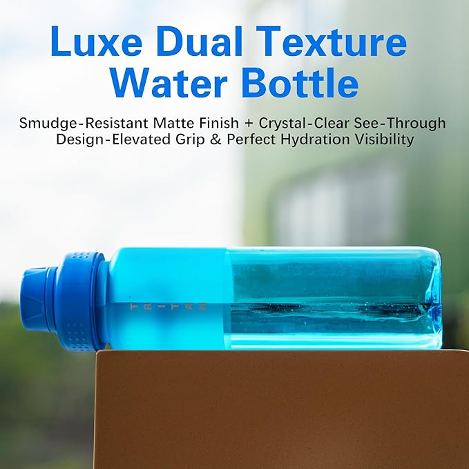 OLDLEY 32oz Frosted Clear Water Bottle, BPA-Free Tritan Plastic Reusable Water Bottle with Fast-Flow Spout Lid, Wide Mouth Leakproof Sports Drinking Bottle for Gym, School,Travel,Cornflower Blue