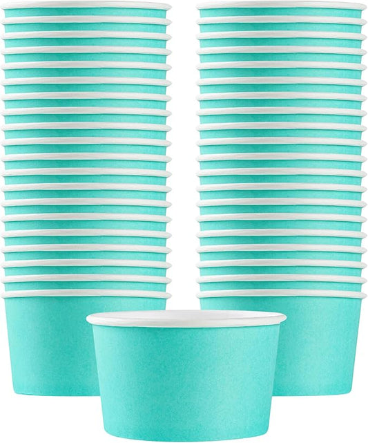 Coppetta 12 Ounce Dessert Cups, 200 Disposable Ice Cream Cups - Lids Sold Separately, Sturdy, Turquoise Paper FroYo Bowls, Durable, For Hot And Cold Foods, Perfect For Gelato - Restaurantware