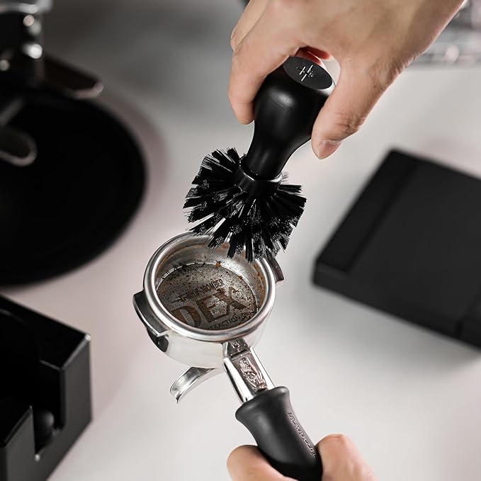 MHW-3BOMBER Coffee Portafilter Brush, Fit for 51/54/58mm Portafilter Basket, ABS Espresso Machine Portafilter Cleaning Brush, Professional Barista Cleaner Tools, Effectively Cleaning, Black B5536-OS