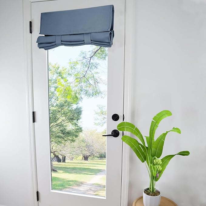 WdFour French Door Curtain - Blackout Thermal Insulated Door & Window Cover for Front/Side Doors - Noise Reducing & Energy Saving - Stone Blue, 30x80 Inches, 1 Panel