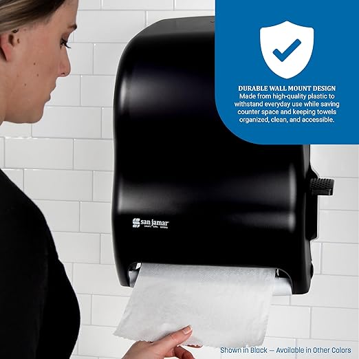 San Jamar Classic Paper Towel Dispenser with Lever, Manual Storage Solution for Bathroom and Kitchen, 16.5" x 12.94" x 9.25", 1 Count, White