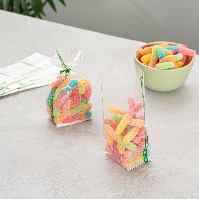 Resturantware Plastic Gusset Bags 100 Count 2" x 1 1/2" x 5" Wicker Dispensing Bottom Gusset Clear Plastic Bags Heat Sealable For Sourdough Bread Cookies Pastries Rolls For Home Bakers And Bakeries