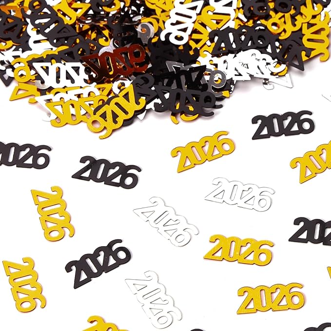 200 Pcs New Year 2026 Confetti, Gold 2026 Table Shiny Confetti Glitter for Happy New Year Decorations 2026 New Years Eve Table Decorations