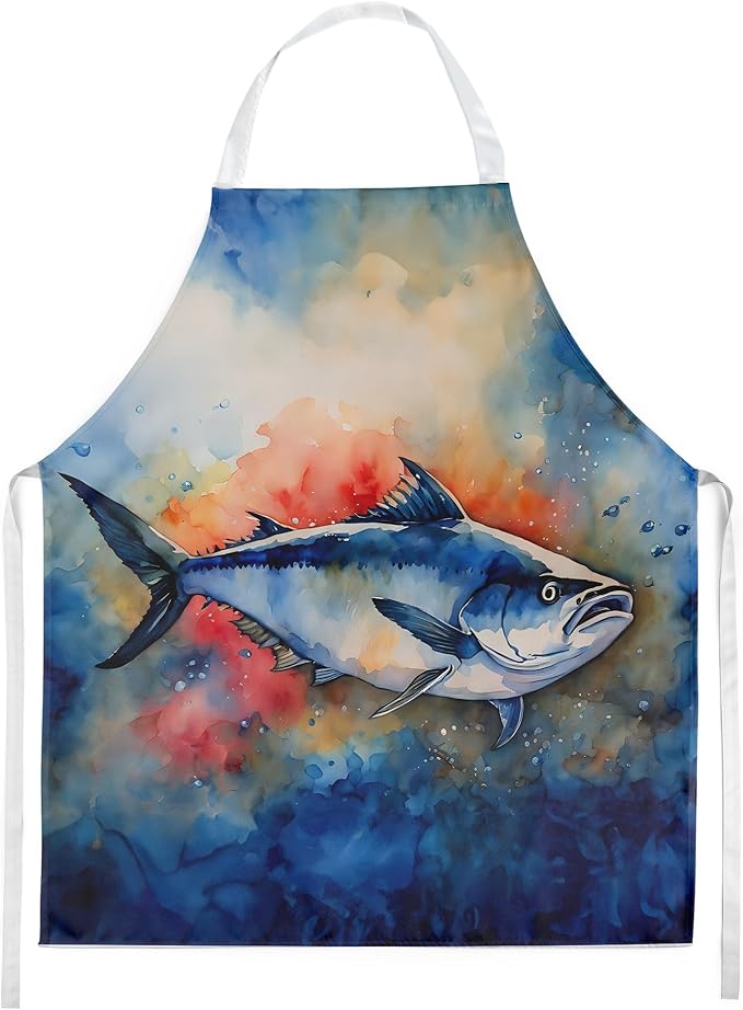 Caroline's Treasures Bluefin Tuna Apron Cooking Kitchen Server Baking Crafts Gardening for Adult Women Men, Unisex, Large, Multicolor