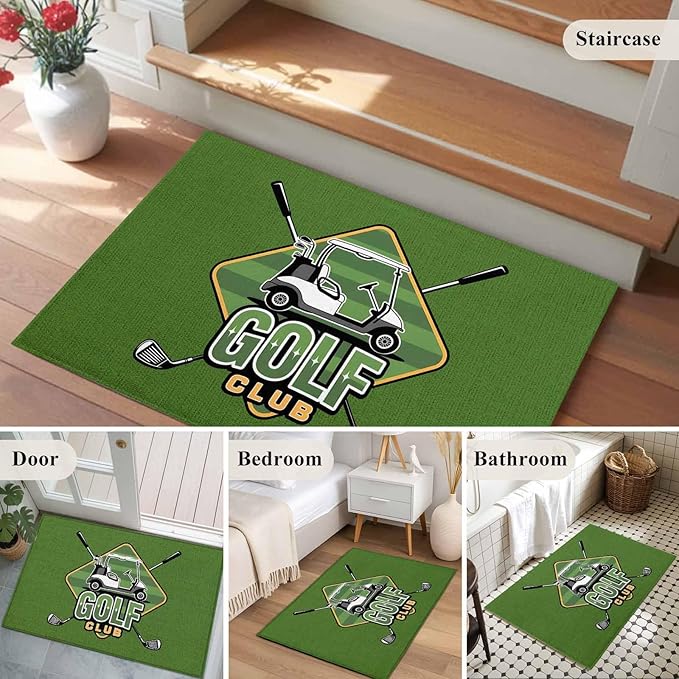 Area Rug 2x3ft, Golf Club Sports Washable Rugs for Living Room Bedroom, Green Soft Non-Slip Area Rugs Rectangle Floor Carpet for Dining Room
