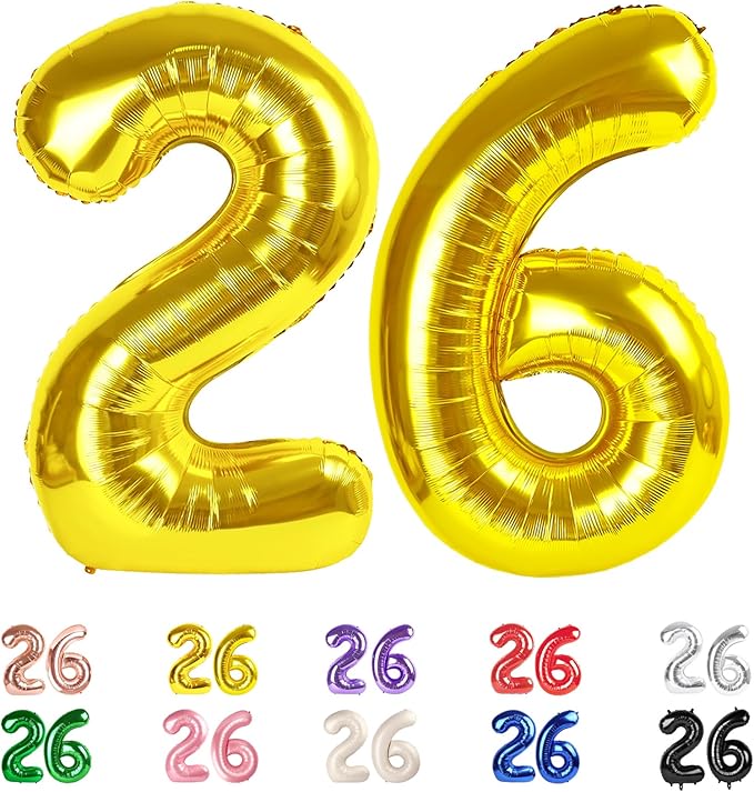 Numbers 26 Balloons, 26 Balloons, 26th Gold Party Decorations 40 In Big 26th for Girl Boys Engagement, Wedding, Celebration Party, Graduations, Photo Shoot