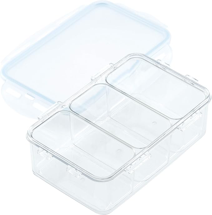 LOCK & LOCK Purely Better Tritan Container/Rectangle Food Storage Bin with Divider, 34 Ounce, Clear
