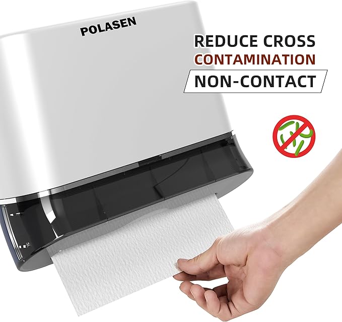 Multifold Paper Towel Dispenser Wall Mount White Compact Adhesive No Drilling or Screws Installation Fits Combi-Fold Fusion Folded Hand Towels for Commercial Industrial Shop Office