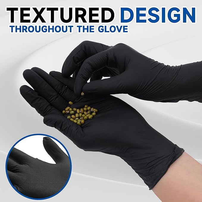 Black Nitrile Exam Gloves 6 mil Nitrile Disposable Gloves Food Grade 120PCS,Medical,Heavy Duty,Powder Free