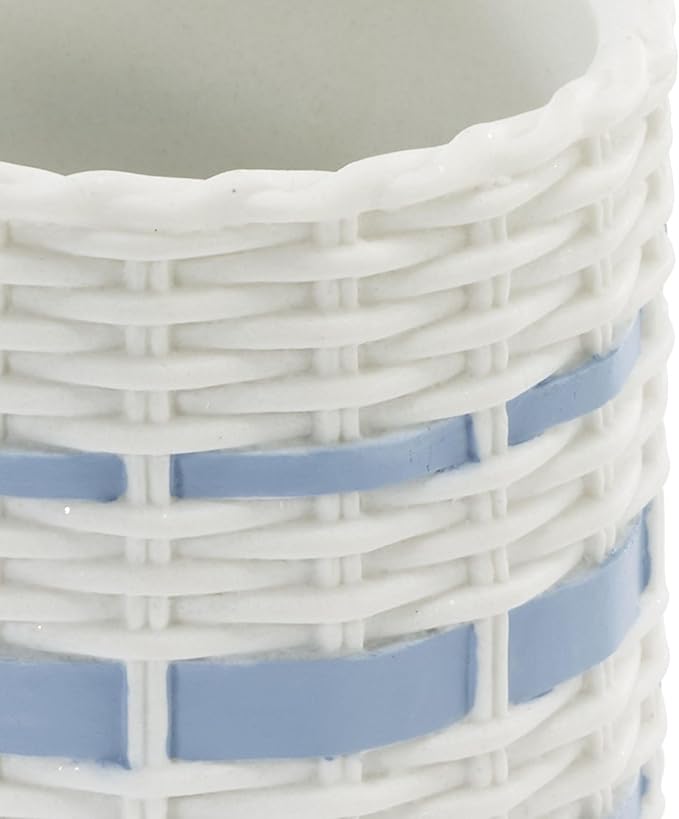 Izod – Tumbler, Wicker-Textured Hand-Painted Resin with Stripe Detail, Coastal Home Decor – Perfect for Holding Toothbrushes and Bathroom Essentials (Savannah)