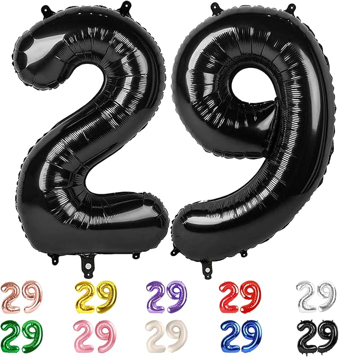 Numbers 29 Balloons, 29 Balloons, 29th Black Party Decorations for Women Men, 40 In Big 29th Decor for Engagement, Wedding, Celebration Party, Graduations, Photo Shoot