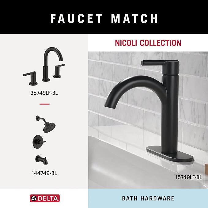 Delta Nicoli (1-Pack) Hand Towel Holder Matte Black Towel Racks for Bathroom Wall Square Towel Ring Holder for Bath Towel Hanger for Kitchen, Bathroom Accessories NIC46-MB