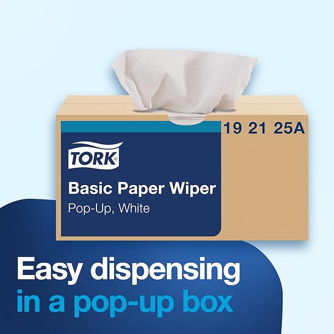 Tork Basic Paper Wiper White, Pop-up Box, 18 x 110 Sheets, 192125A