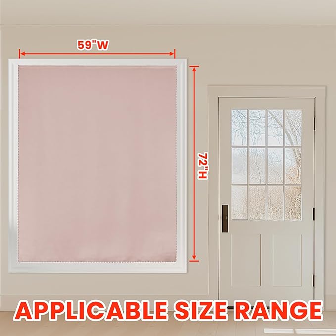 AJAZZ self Adhesive Portable 100% Blackout Curtains Simple and Easy to installBedroom Window Thermal Lnsulated Kitchen Room Darkening Black Small Drapes 1-Pack