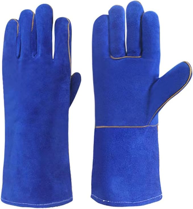 Heat Resistant Gloves for Grill BBQ,Long Sleeve Grill Gloves for Baking,Oven,Fireproof, Stove,Welder,Welding,Fireplace (Blue)