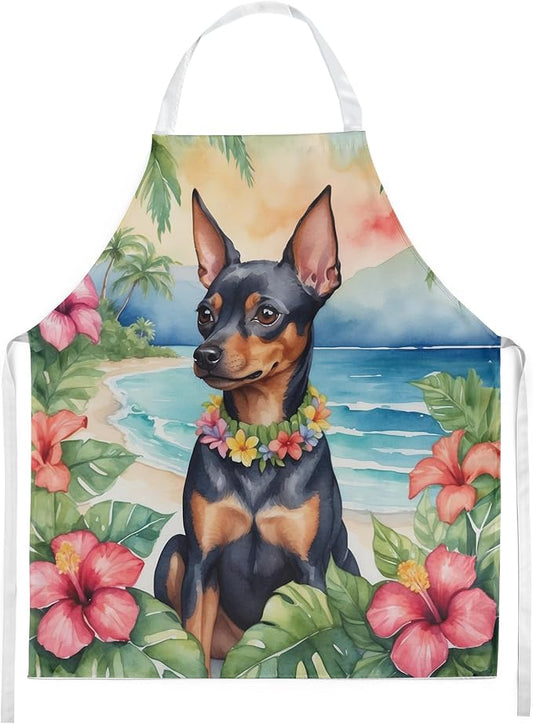 Caroline's Treasures Miniature Pinscher Luau Apron Cooking Kitchen Server Baking Crafts Gardening for Adult Women Men, Unisex, Large, Multicolor
