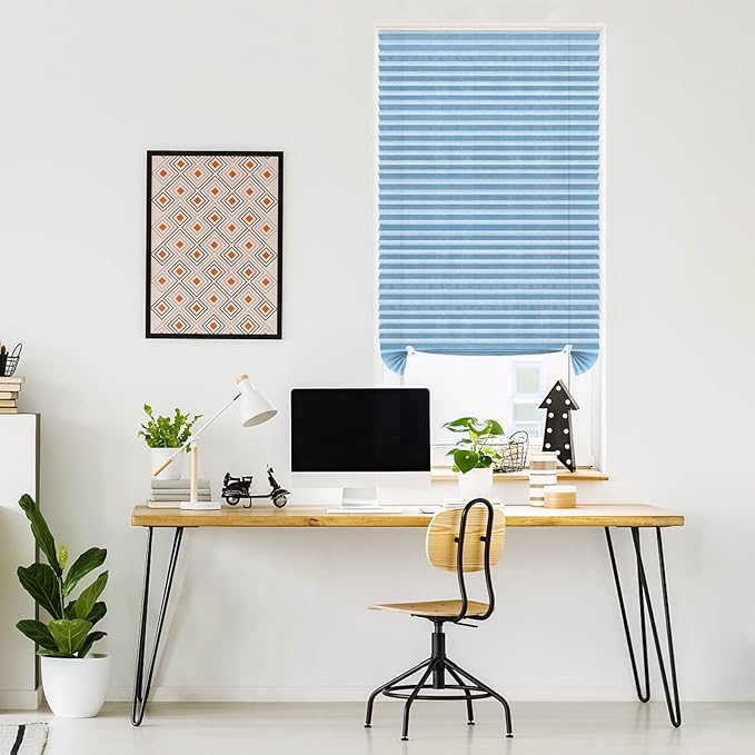 MALOKI Pleated Window Blinds,Temporary Blinds Cordless No Drill Paper Shades for Window Door Stick on No Screw Room Darkening Shades for Bedroom Bathroom Kitchen