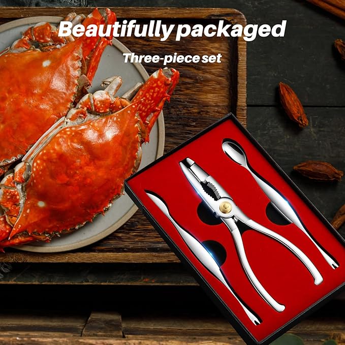 Seafood Tools （Exquisite 3-piece set) Lobster Crackers and crab crackers apply to lobster ，crab，crab legs，king crab legs，nut