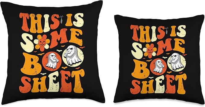 This is Boo Sheet Ghost Retro Halloween Costume women girls Throw Pillow