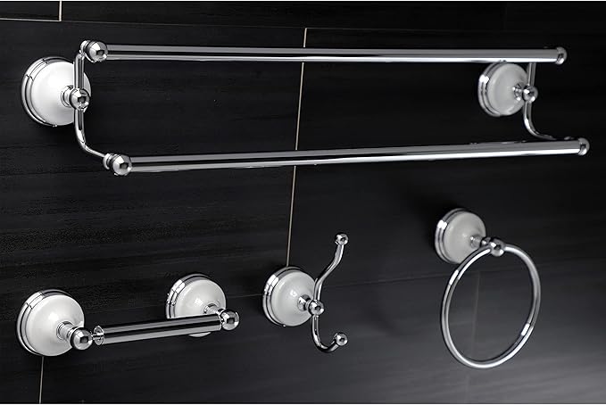 Kingston Brass BAK1113478C Victorian 4-Piece 24-Inch Dual Towel Bar Bathroom Accessory Set in Polished Chrome