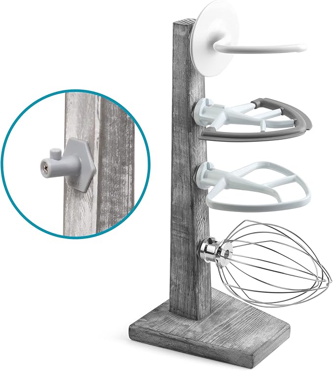 Wooden Stand Mixer Attachment Holders, Compatible with Kitchenaid Mixer Attachments Kitchen Accessory Organizer for Dough Hook, Replacement Part 4 Pack Accessory Holder Organizer, Storage